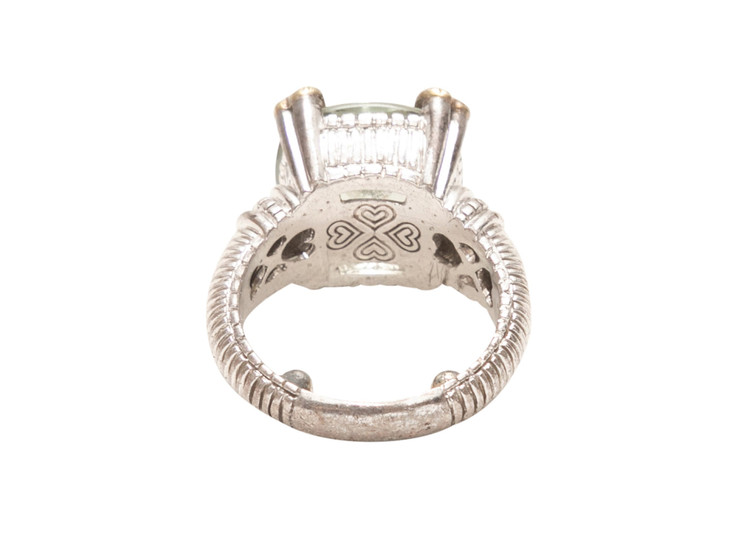 18K White Gold & Green Amethyst Judith Ripka Ring Size US S
