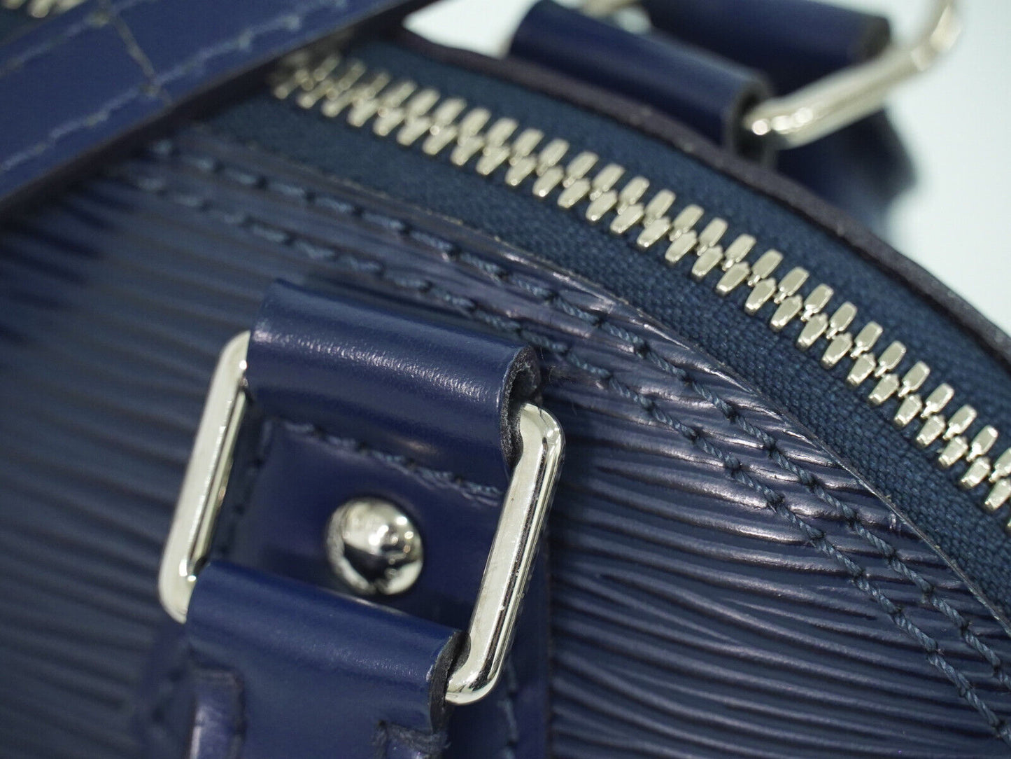 Louis Vuitton Alma Bb Navy Leather Handbag