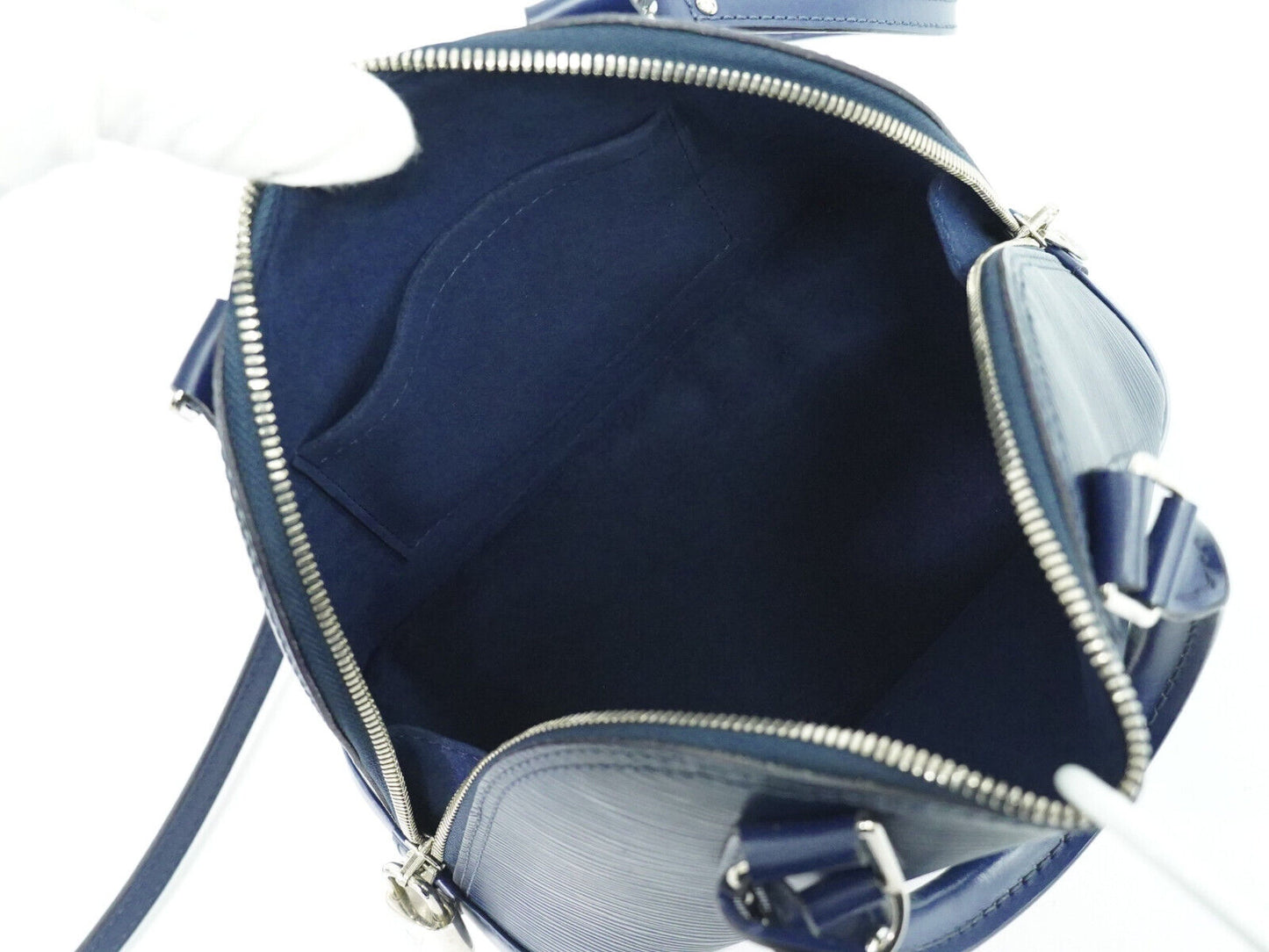 Louis Vuitton Alma Bb Navy Leather Handbag
