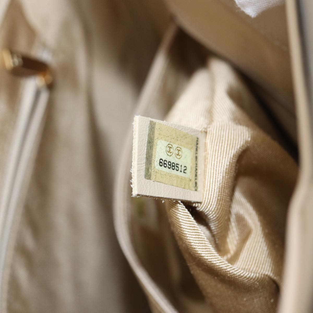 Chanel Beige Patent Leather Handbag