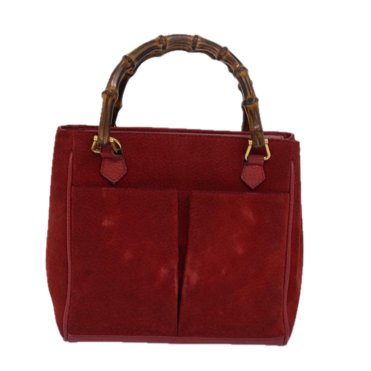 Gucci Bamboo Red Suede Handbag