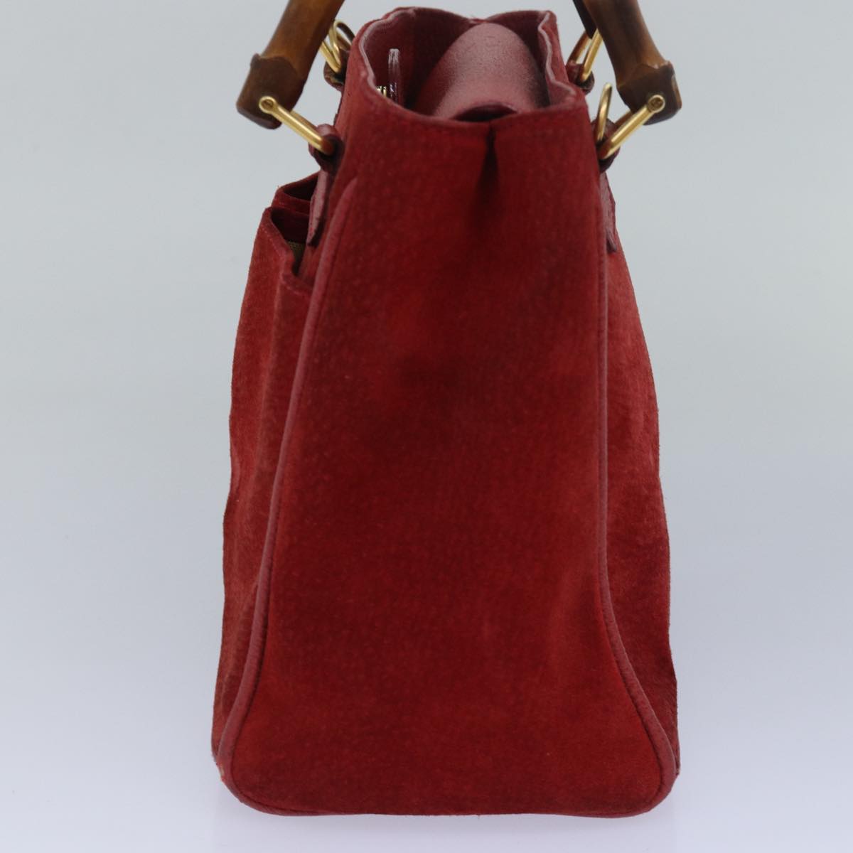 Gucci Bamboo Red Suede Handbag