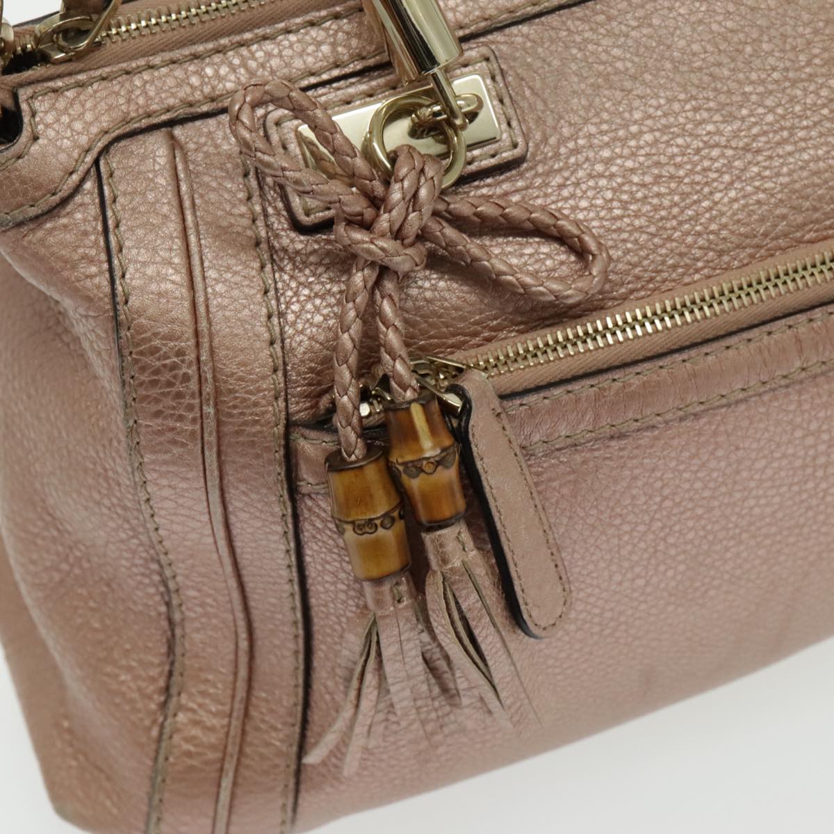 Gucci Bamboo Pink Leather Handbag