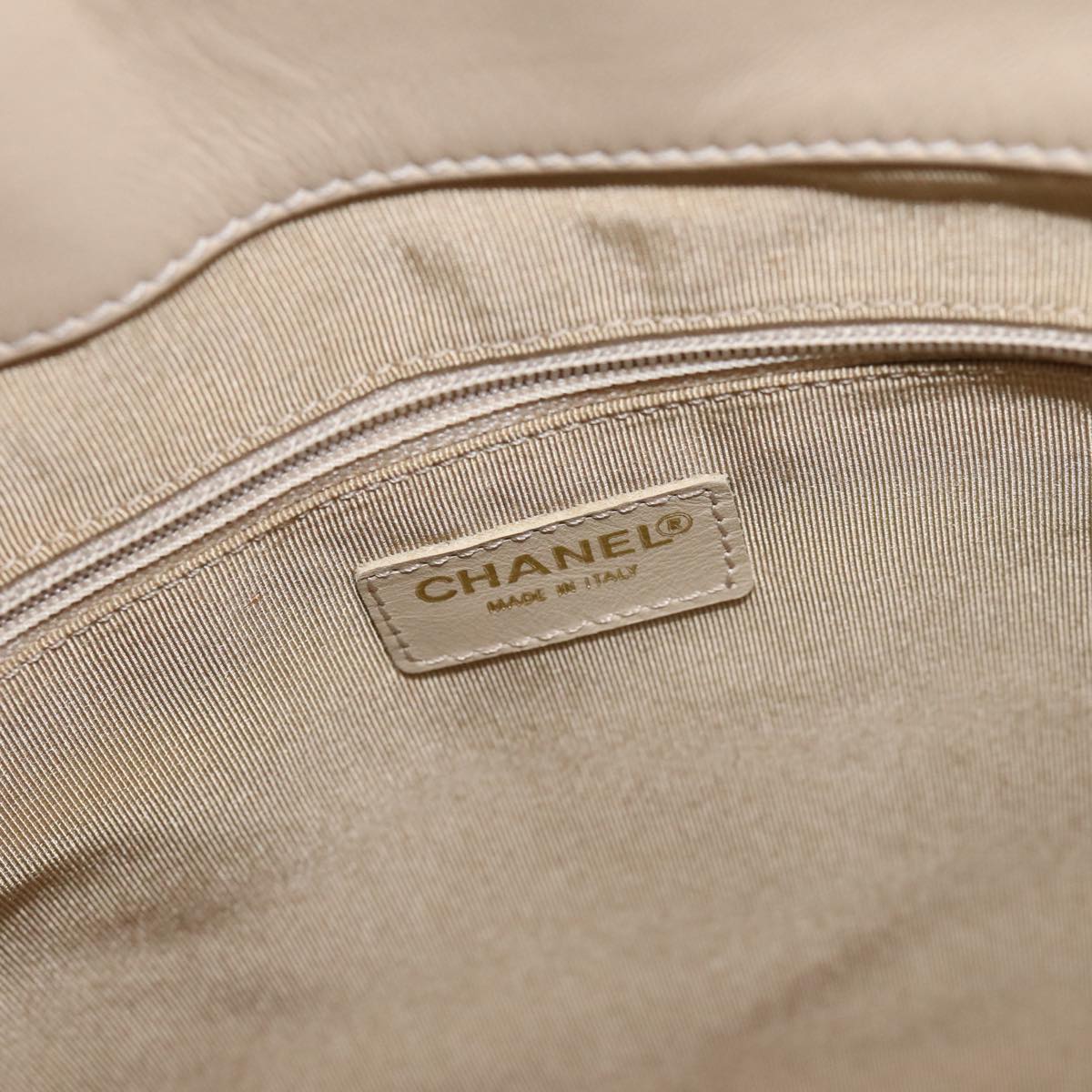 Chanel Beige Patent Leather Handbag