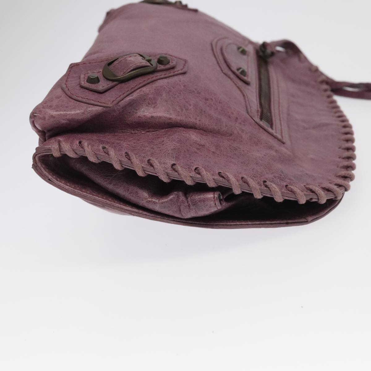 Balenciaga City Purple Leather Shoulder Bag