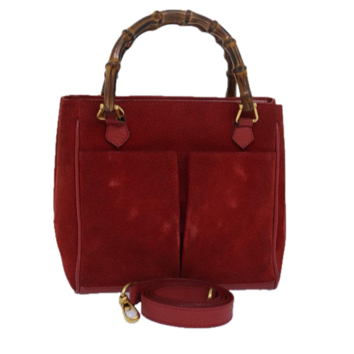 Gucci Bamboo Red Suede Handbag
