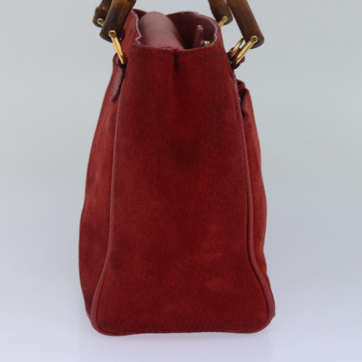 Gucci Bamboo Red Suede Handbag