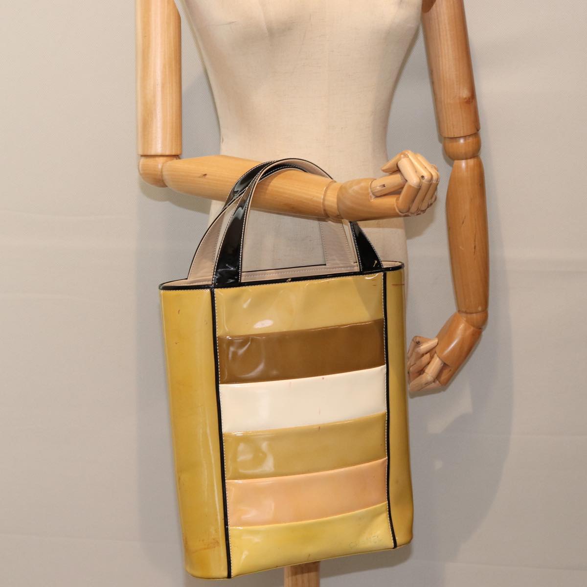 Chanel Beige Patent Leather Handbag