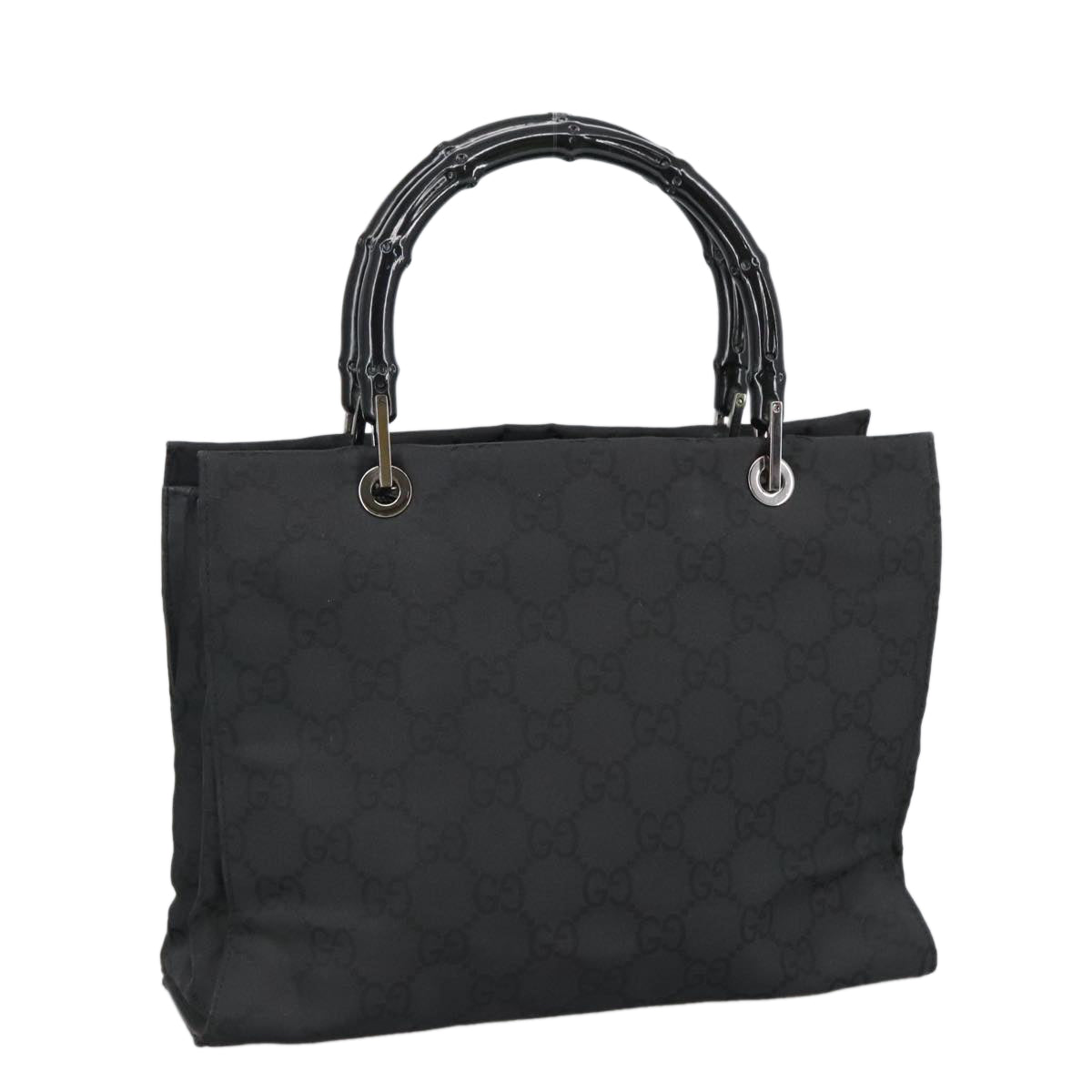 Gucci Bamboo Black Canvas Tote Bag