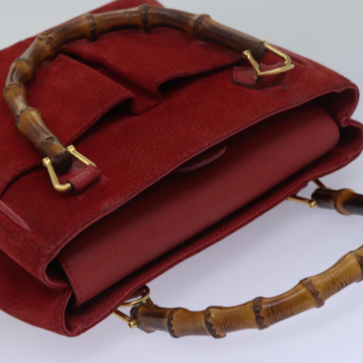 Gucci Bamboo Red Suede Handbag