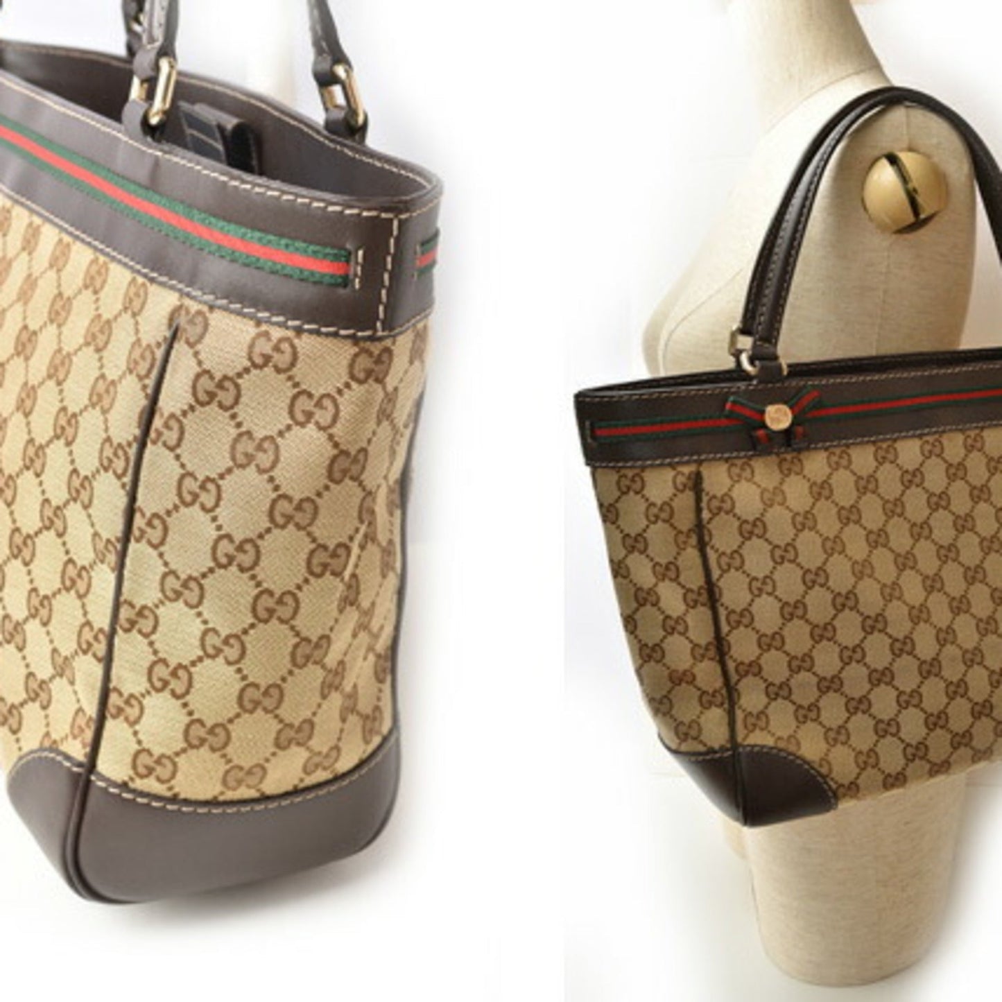 Gucci Beige Brown Gg Canvas Shoulder Bag Tote Bag