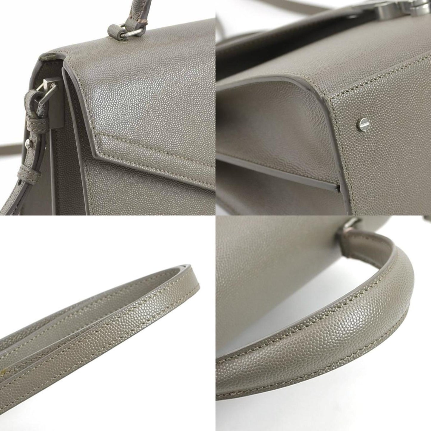 Saint Laurent Gray Leather Handbag Shoulder Bag
