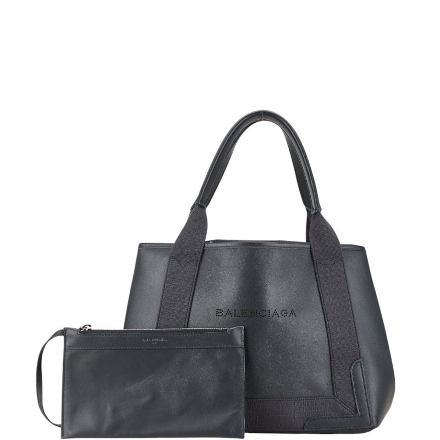 Balenciaga Gray Leather Canvas Handbag Tote Bag