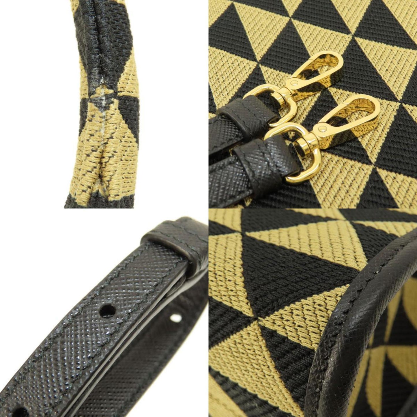 Prada Black Brown Canvas Handbag