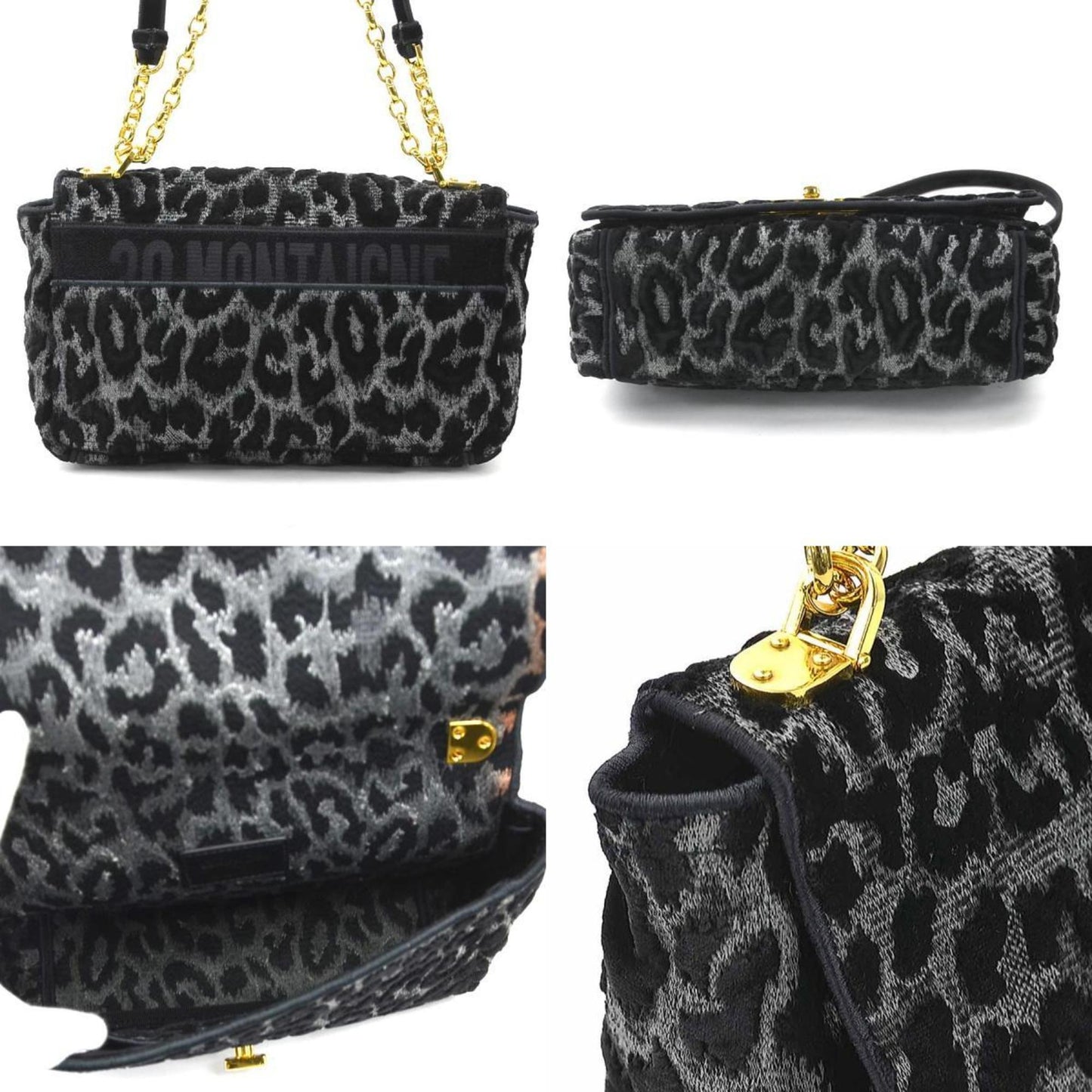 Christian Dior Black Gray Velvet Canvas Shoulder Bag
