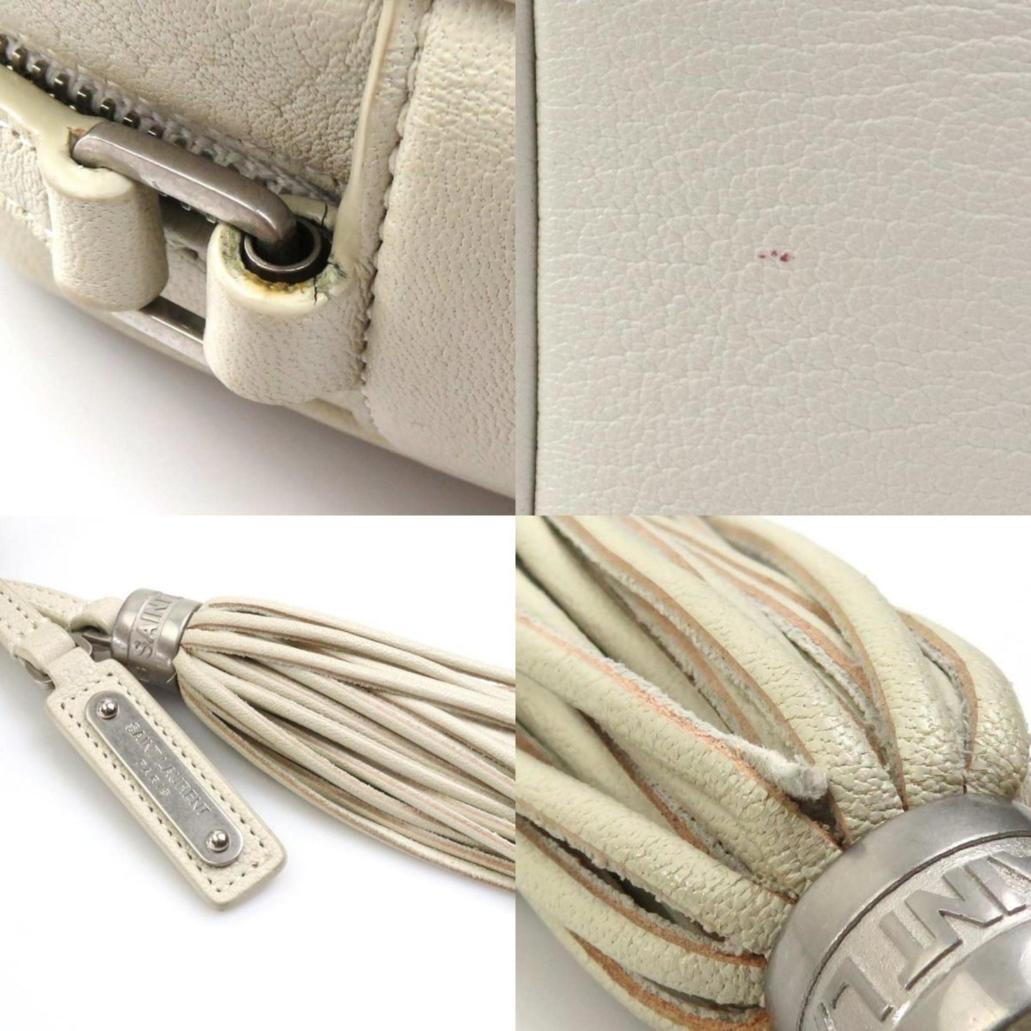 Saint Laurent Ivory Leather Shoulder Bag