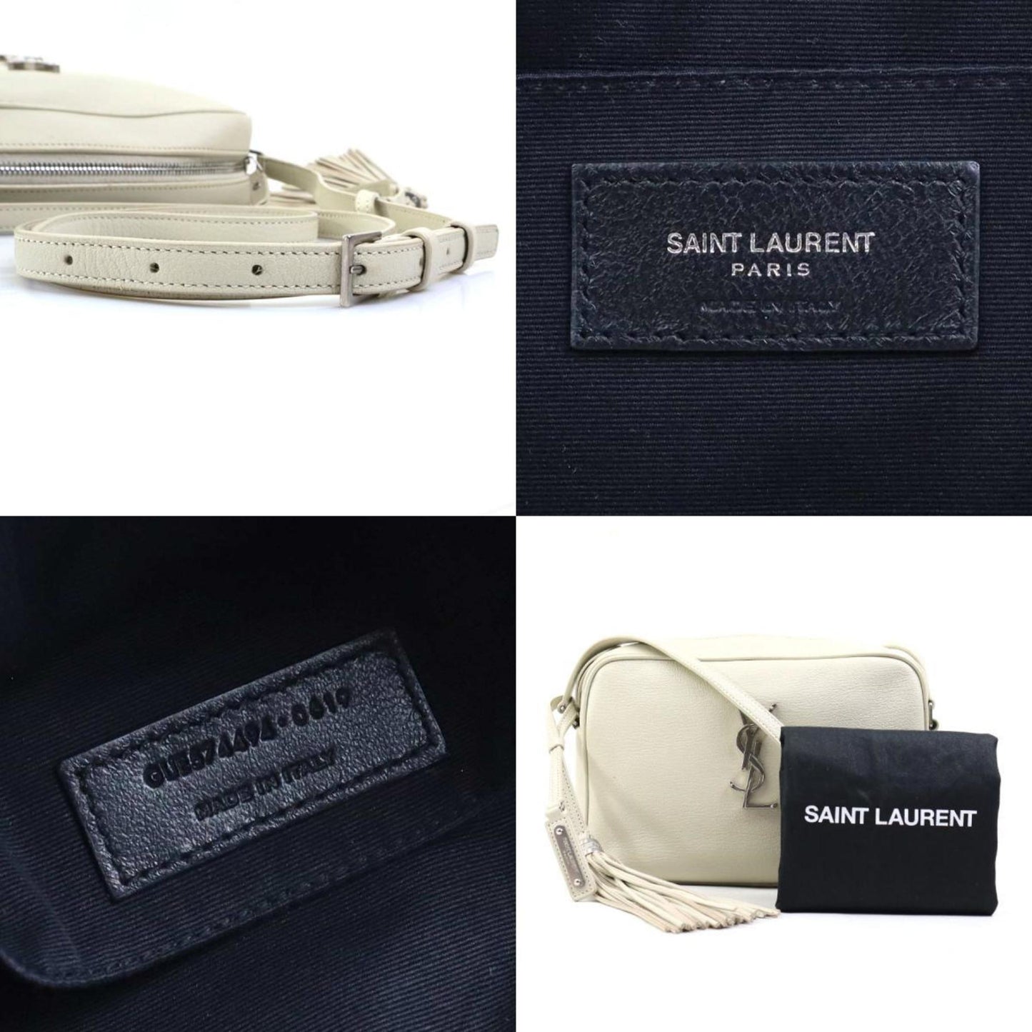Saint Laurent Ivory Leather Shoulder Bag