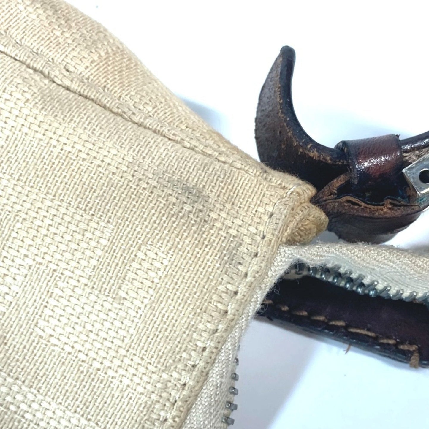 Fendi Beige Canvas Leather Shoulder Bag