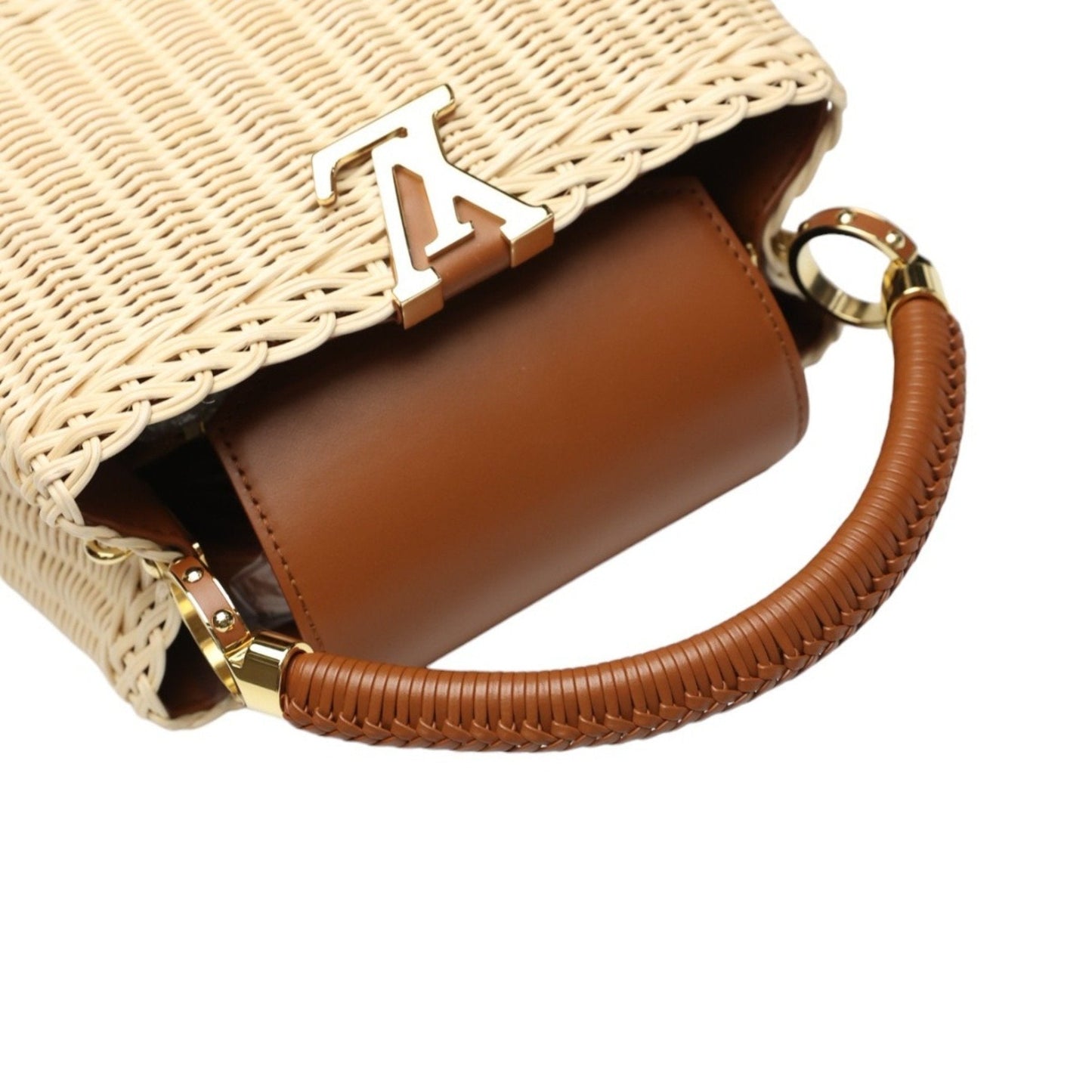Louis Vuitton Beige Brown Leather Shoulder Bag