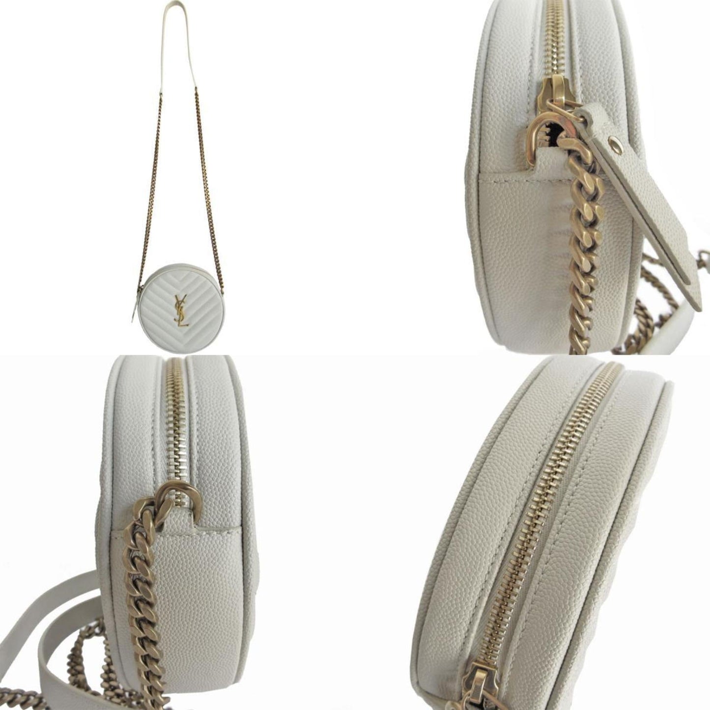 Saint Laurent Ivory Leather Shoulder Bag