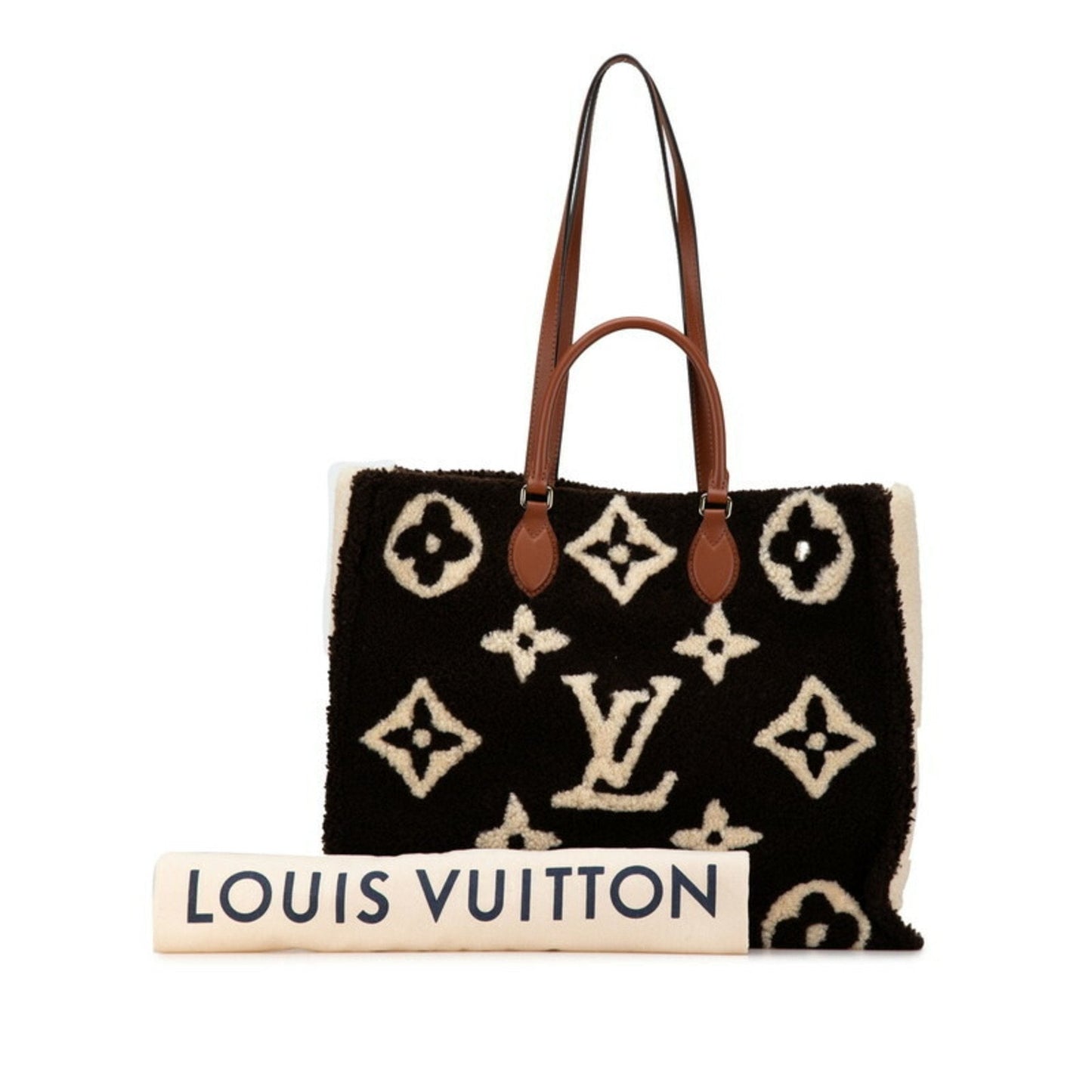 Louis Vuitton Beige Brown Leather Shoulder Bag Tote Bag