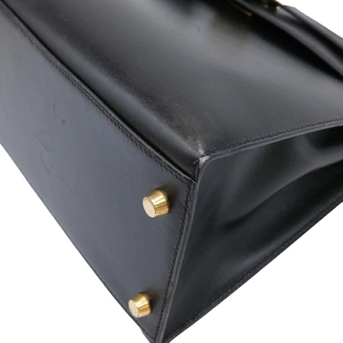 Hermes Black Box Calf Leather Handbag