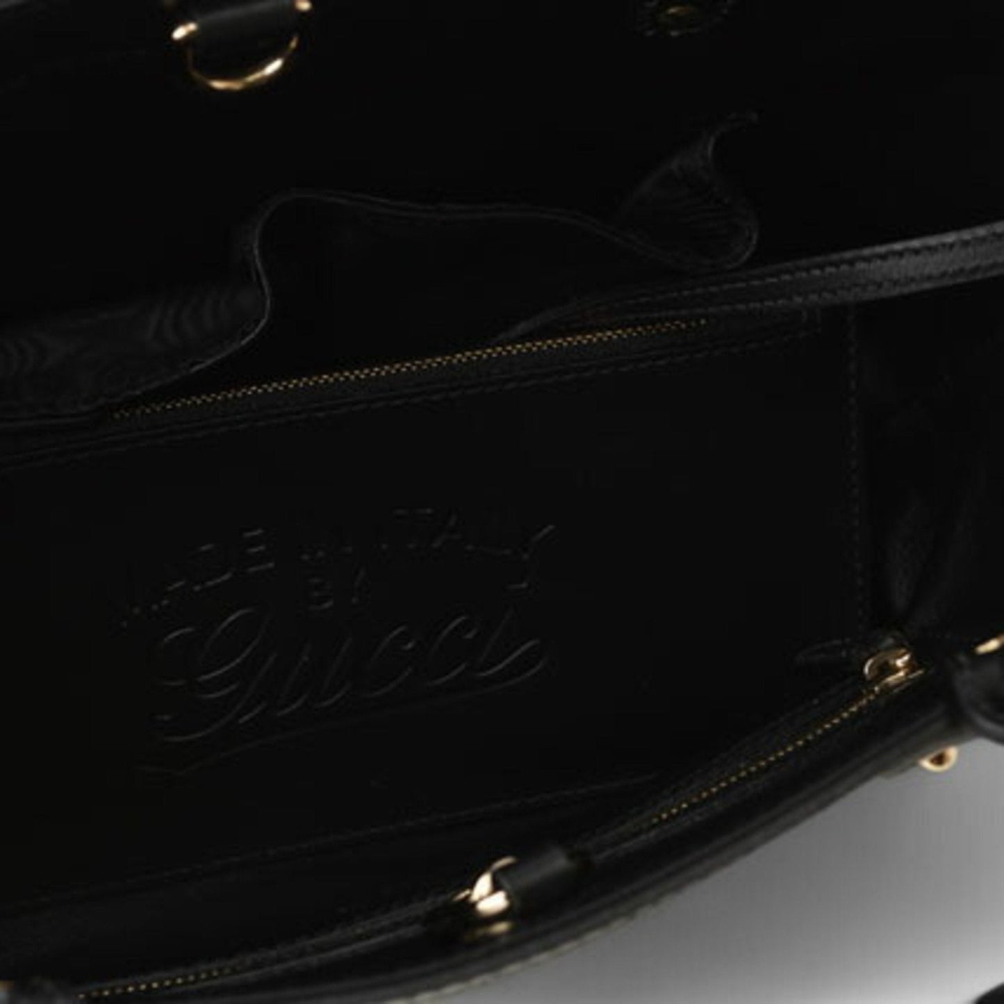 Gucci Beige Black Leather Handbag Tote Bag