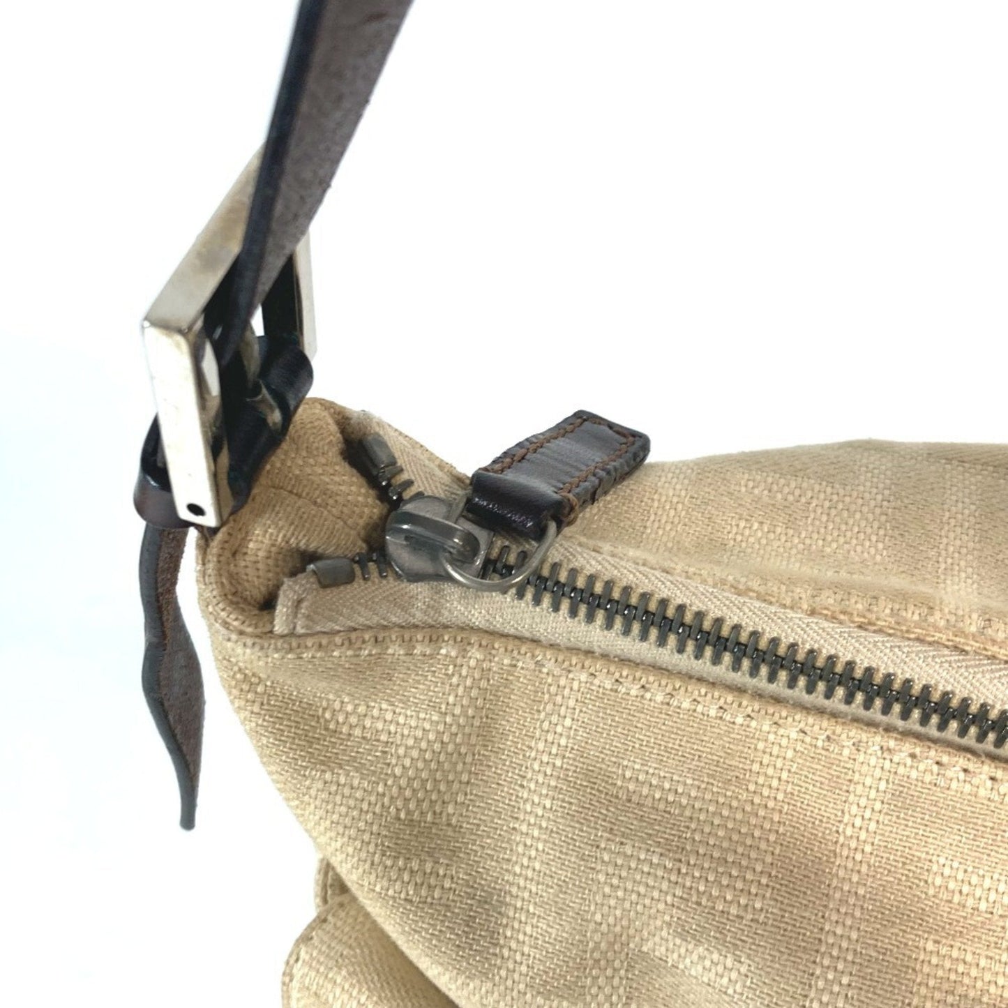 Fendi Beige Canvas Leather Shoulder Bag