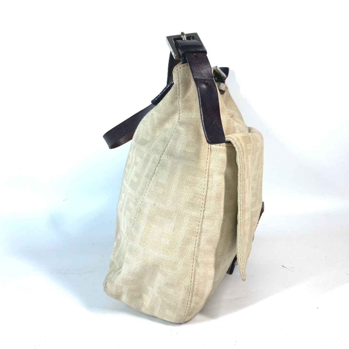 Fendi Beige Canvas Leather Shoulder Bag