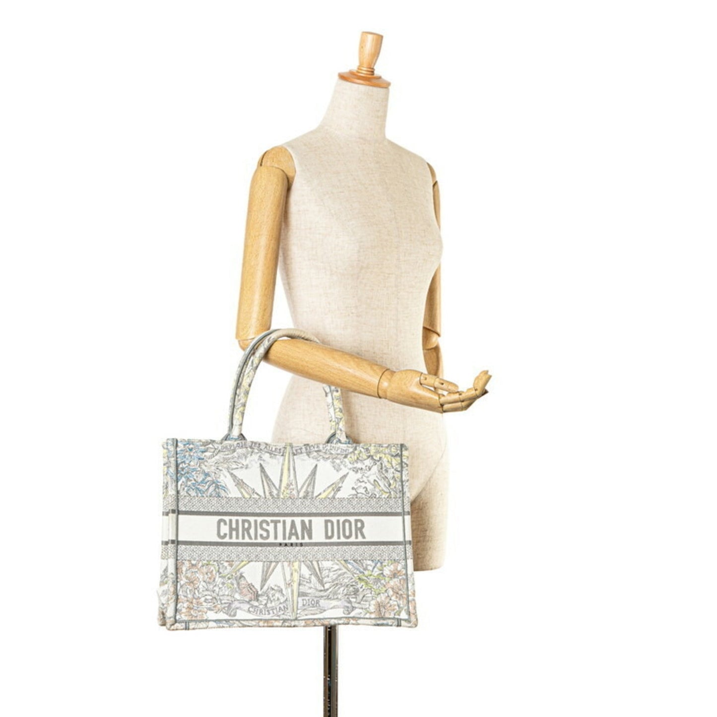 Christian Dior Multi-Color White Jacquard Tote Bag