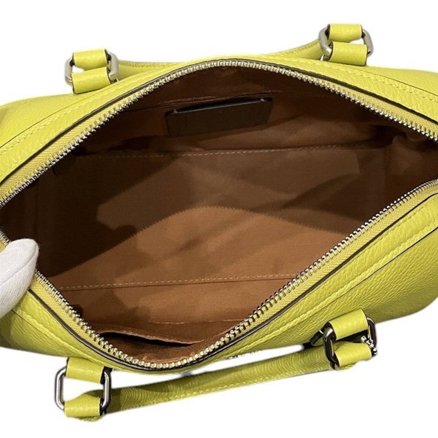 Coach Beige Lemon Yellow Pvc Leather Handbag Shoulder Bag