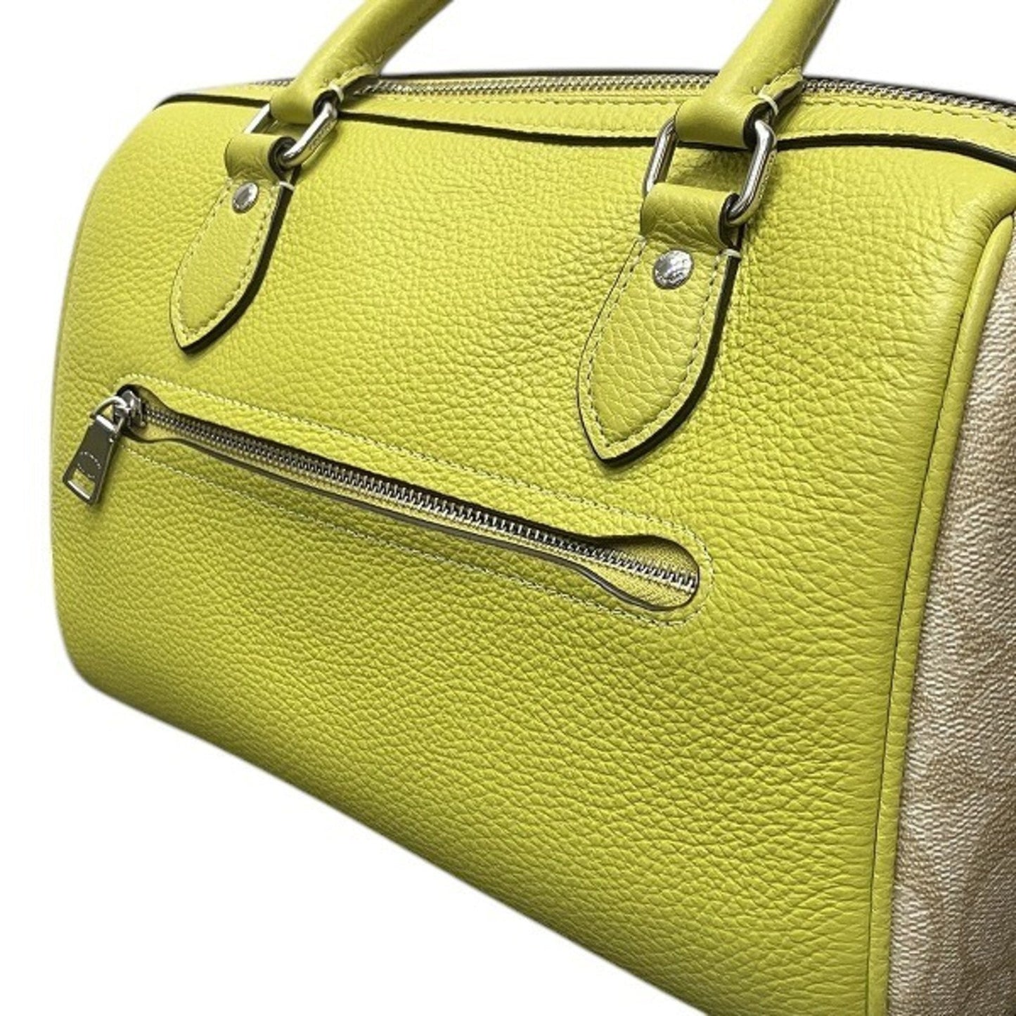 Coach Beige Lemon Yellow Pvc Leather Handbag Shoulder Bag