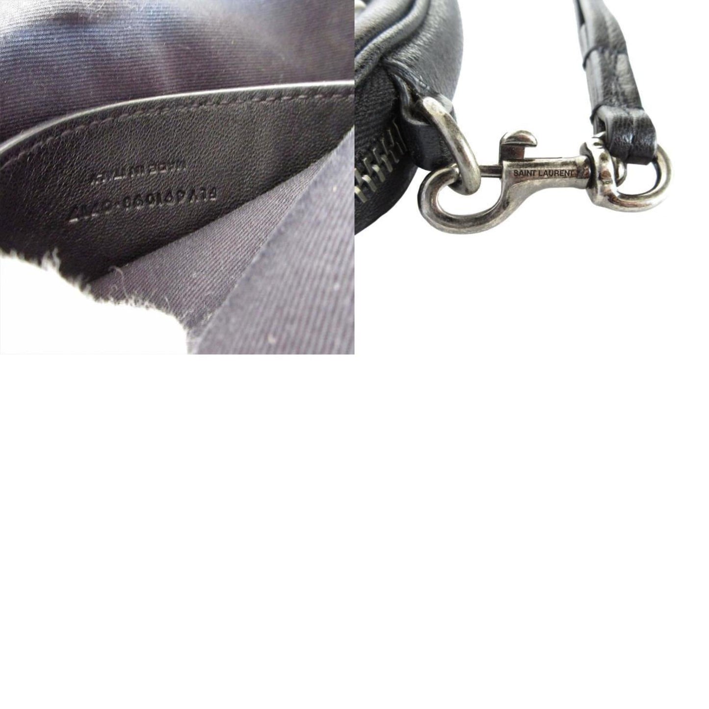 Saint Laurent Black Blue Leather Suede Clutch Bag