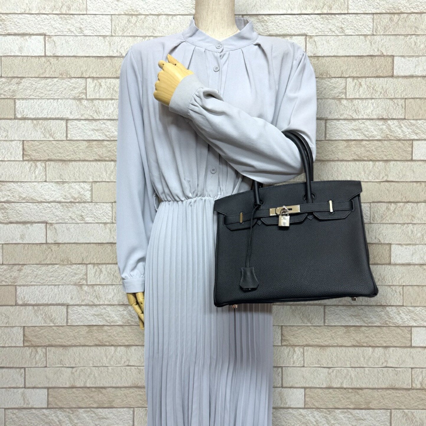 Hermes Birkin Black Leather Handbag