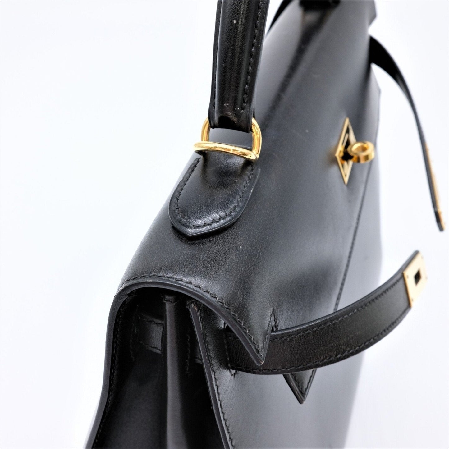 Hermes Black Box Calf Leather Handbag