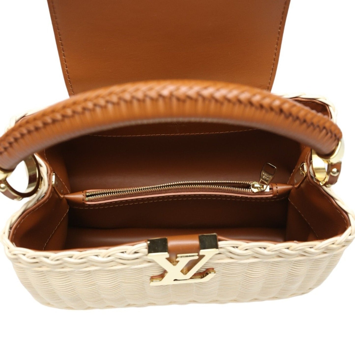 Louis Vuitton Beige Brown Leather Shoulder Bag