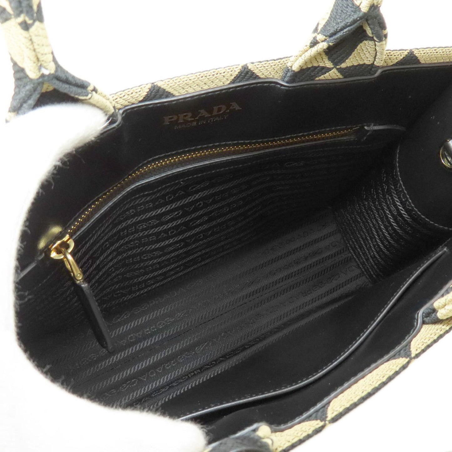 Prada Black Brown Canvas Handbag