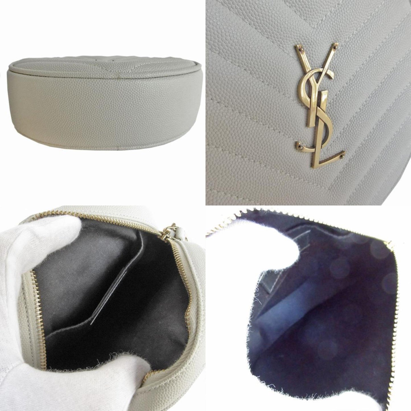 Saint Laurent Ivory Leather Shoulder Bag