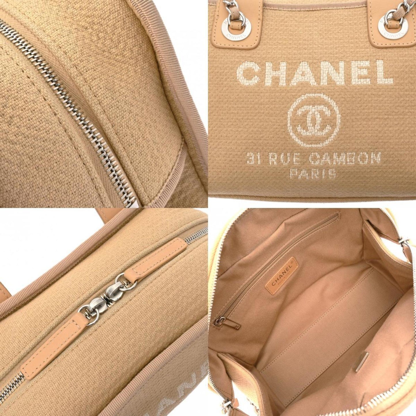 Chanel Beige Canvas Handbag
