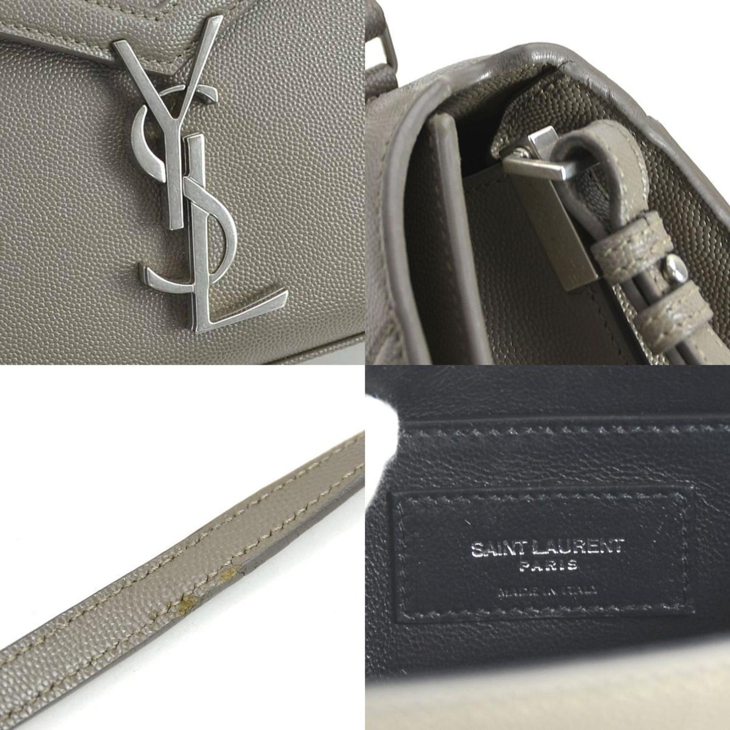 Saint Laurent Gray Leather Handbag Shoulder Bag