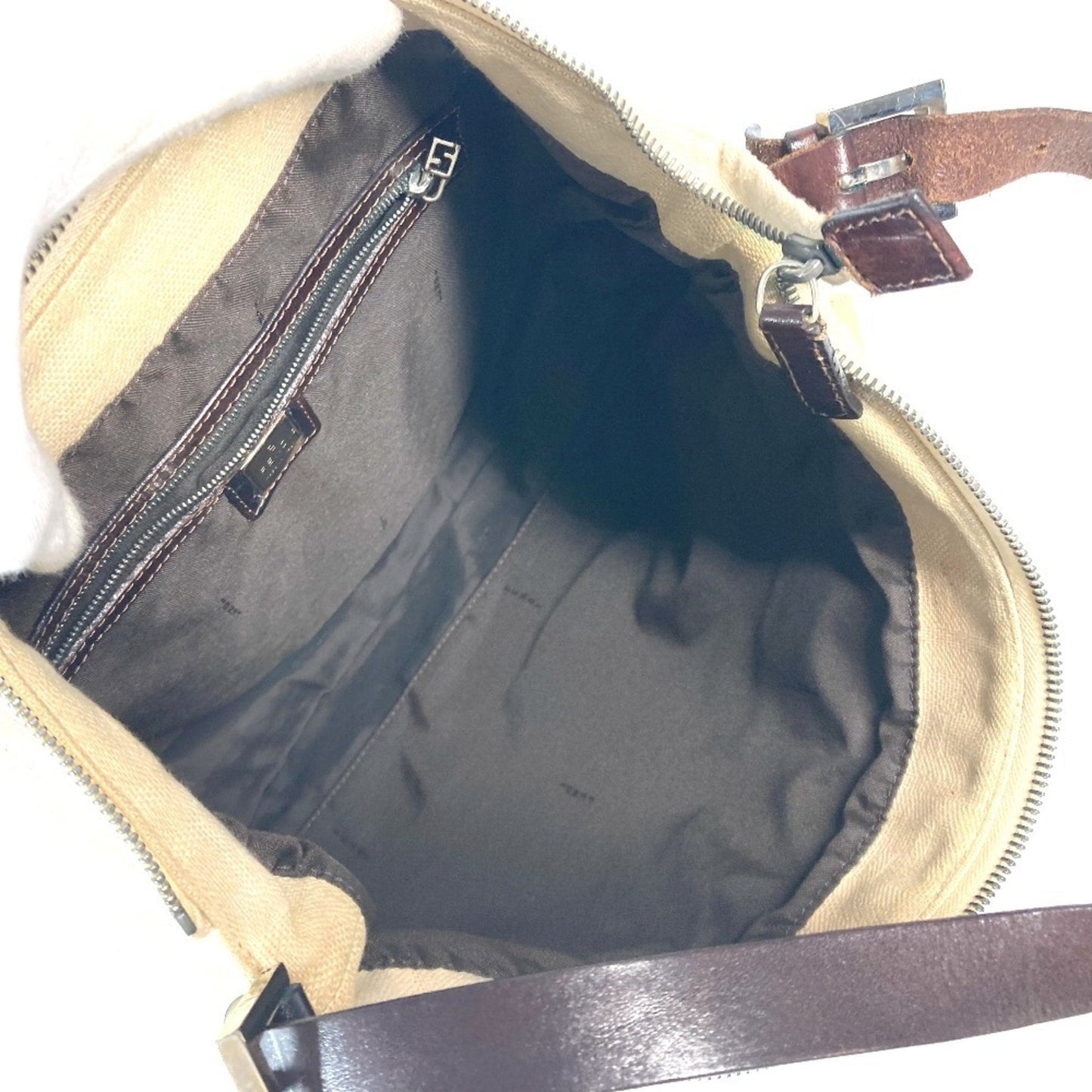 Fendi Beige Canvas Leather Shoulder Bag