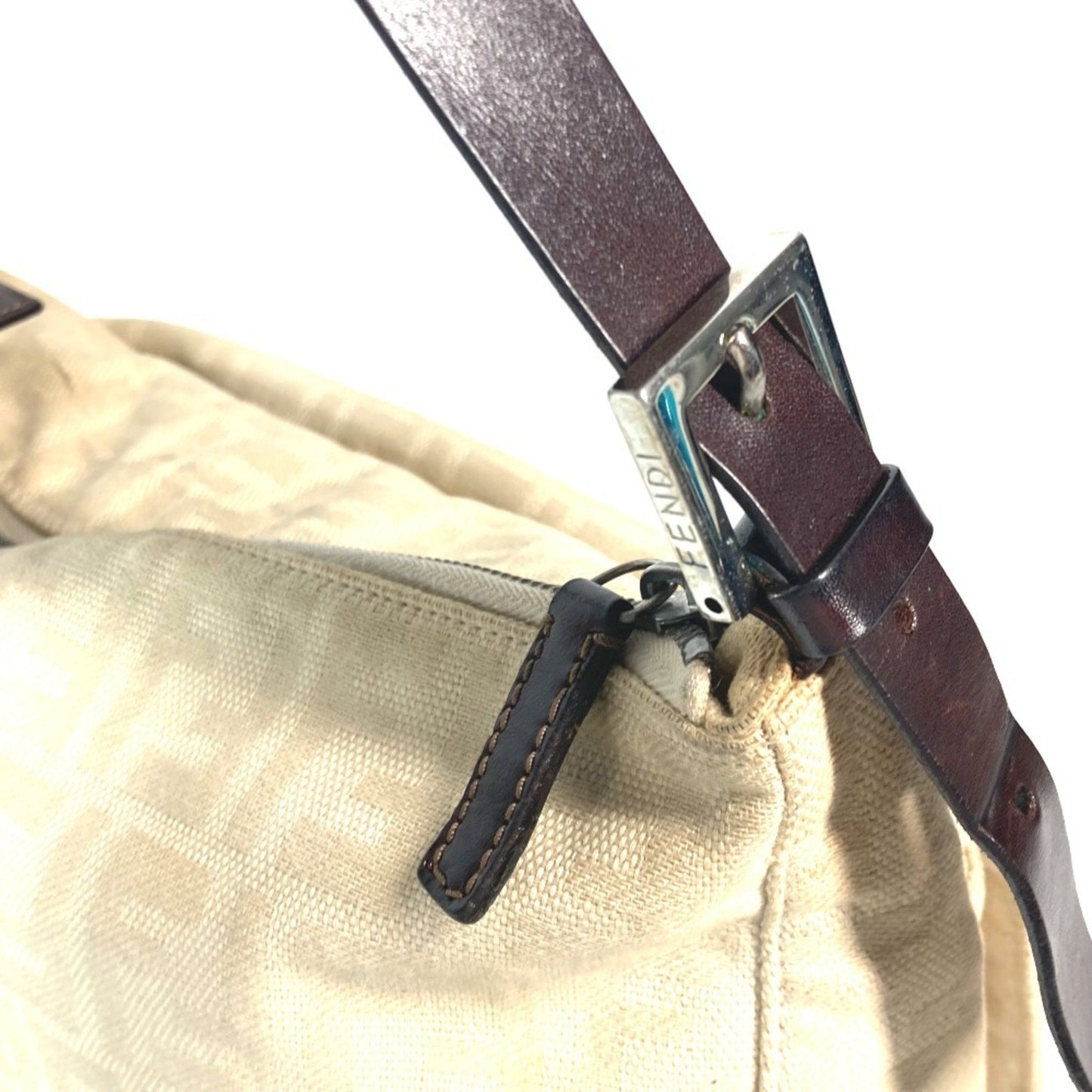 Fendi Beige Canvas Leather Shoulder Bag