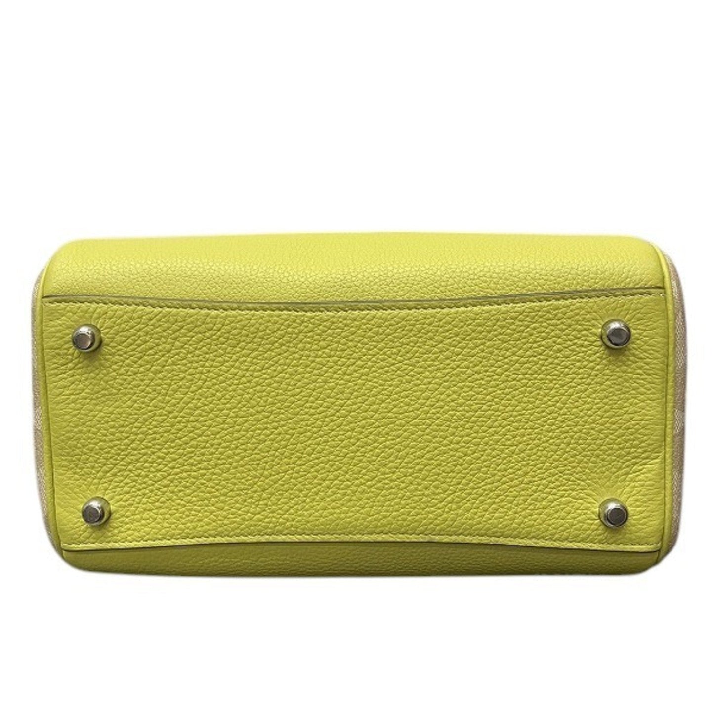 Coach Beige Lemon Yellow Pvc Leather Handbag Shoulder Bag