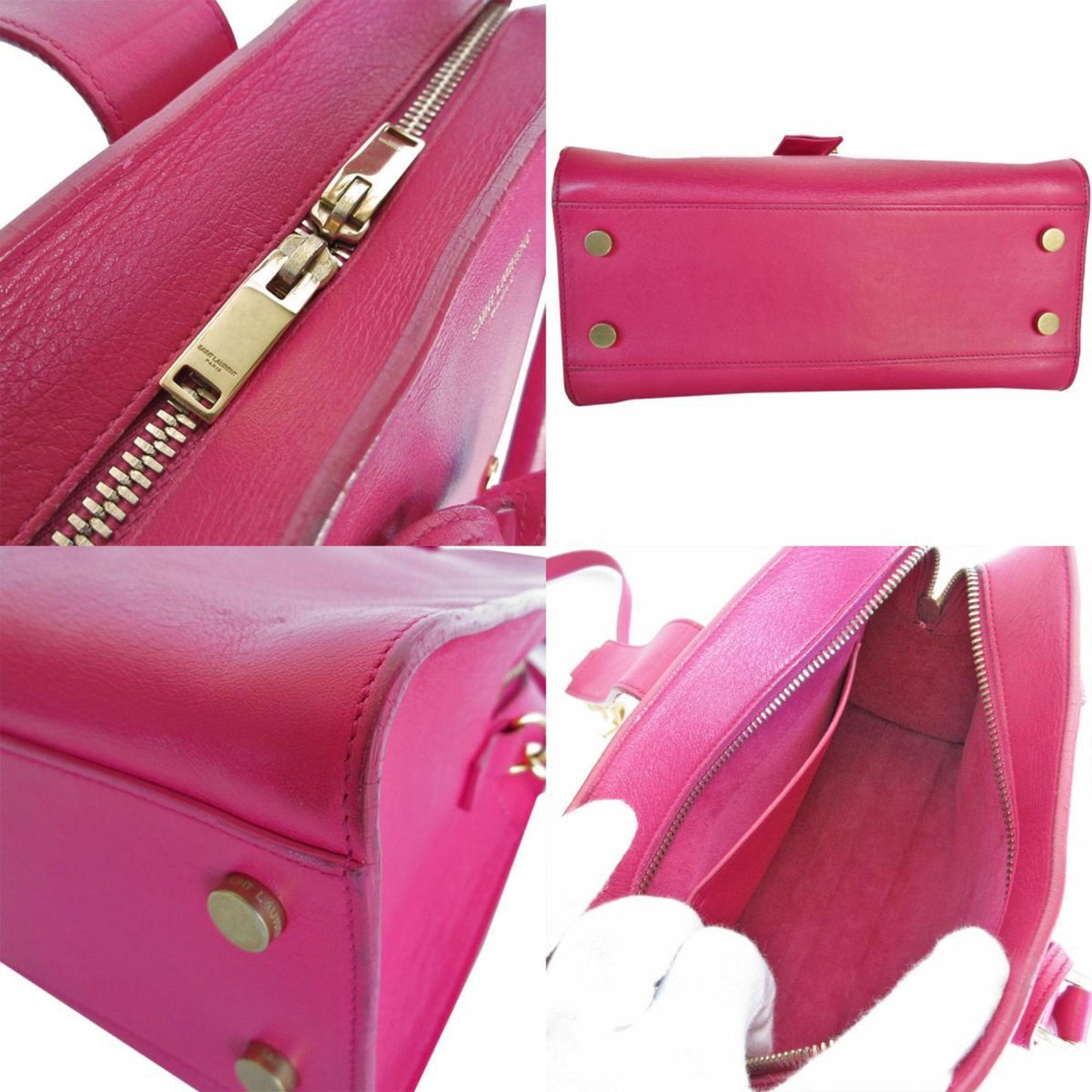 Saint Laurent Pink Leather Handbag Shoulder Bag