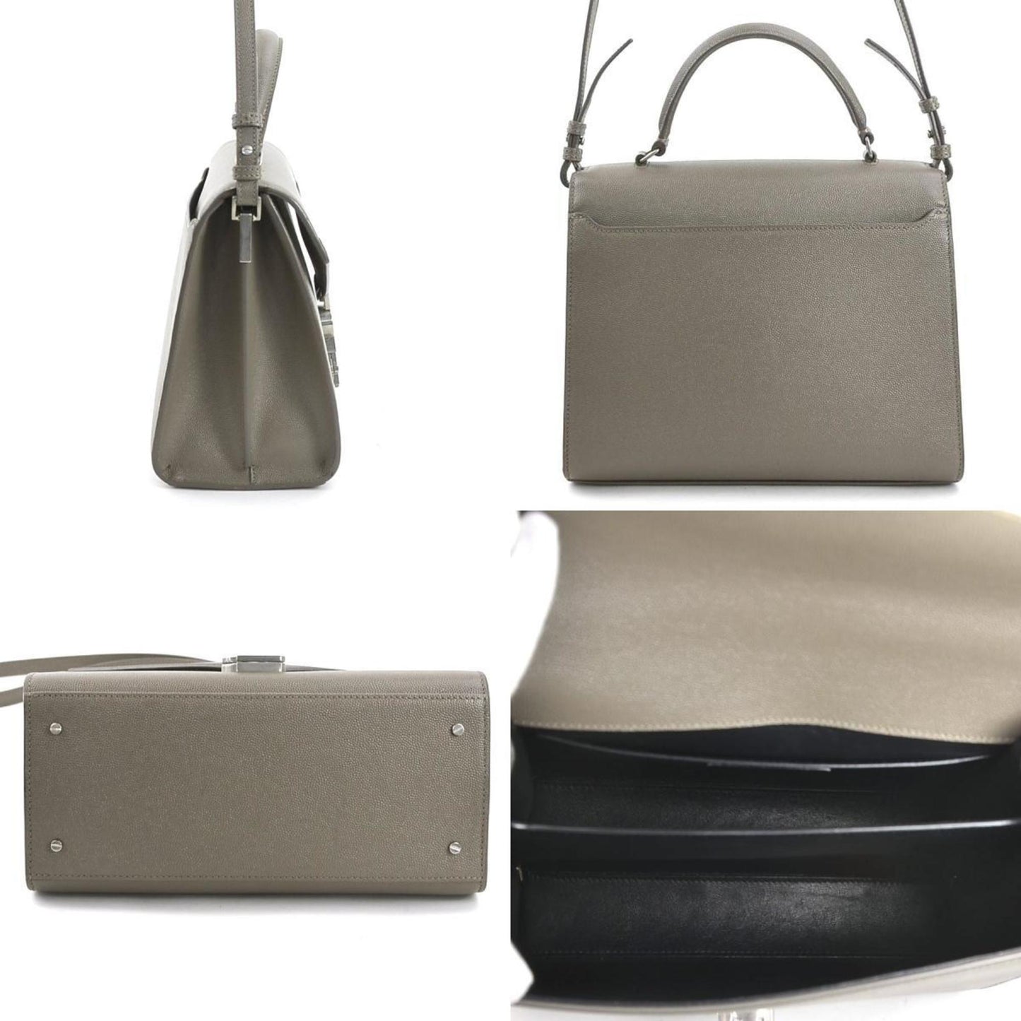 Saint Laurent Gray Leather Handbag Shoulder Bag