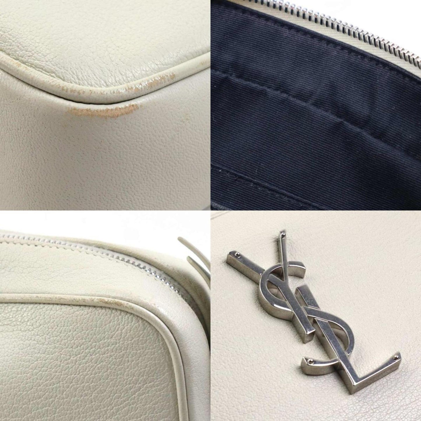 Saint Laurent Ivory Leather Shoulder Bag