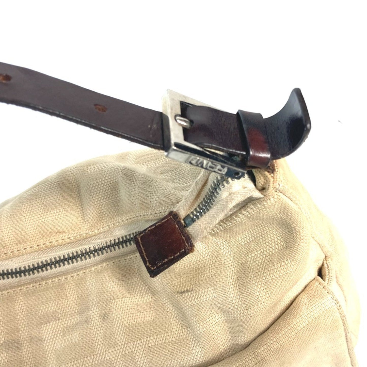 Fendi Beige Canvas Leather Shoulder Bag
