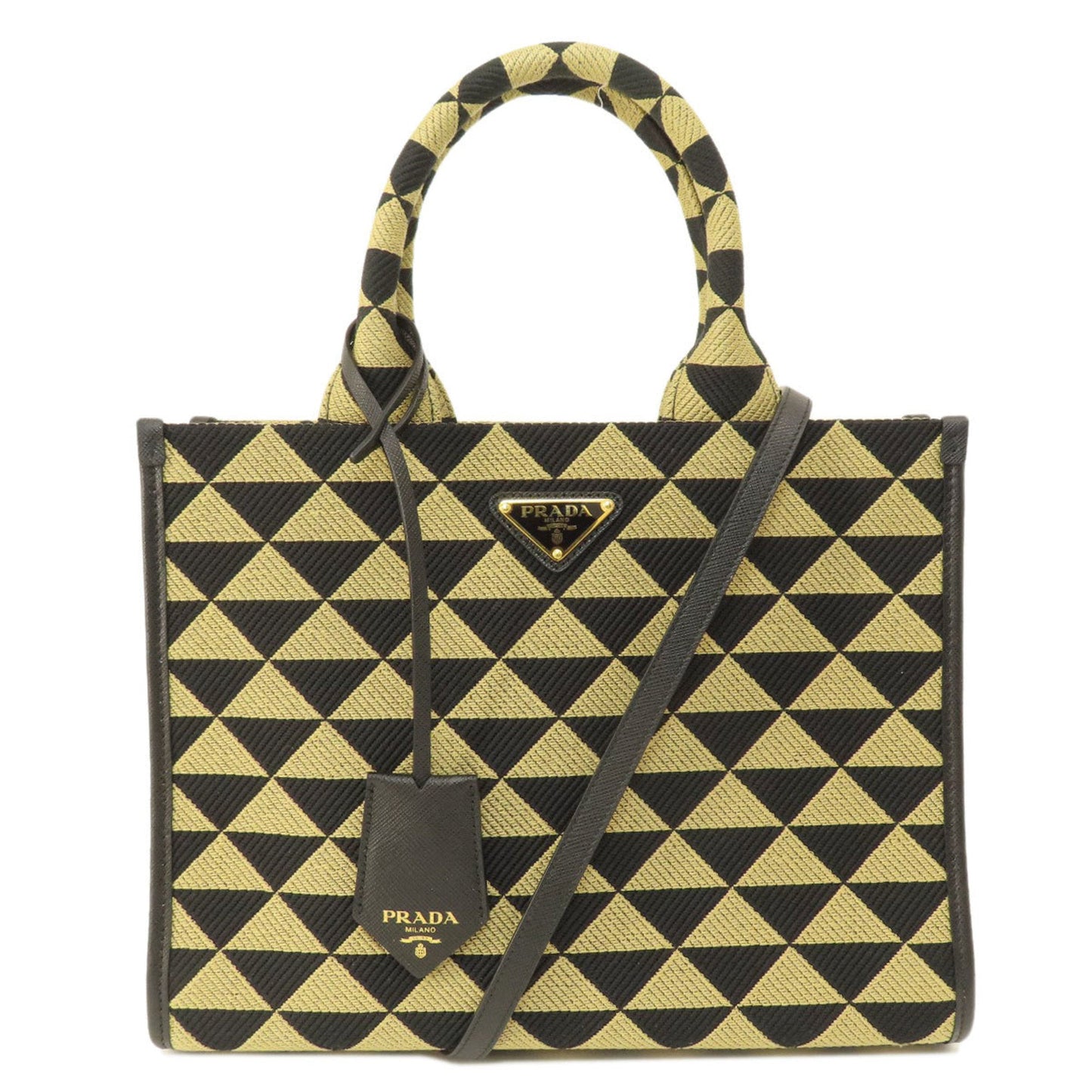 Prada Black Brown Canvas Handbag