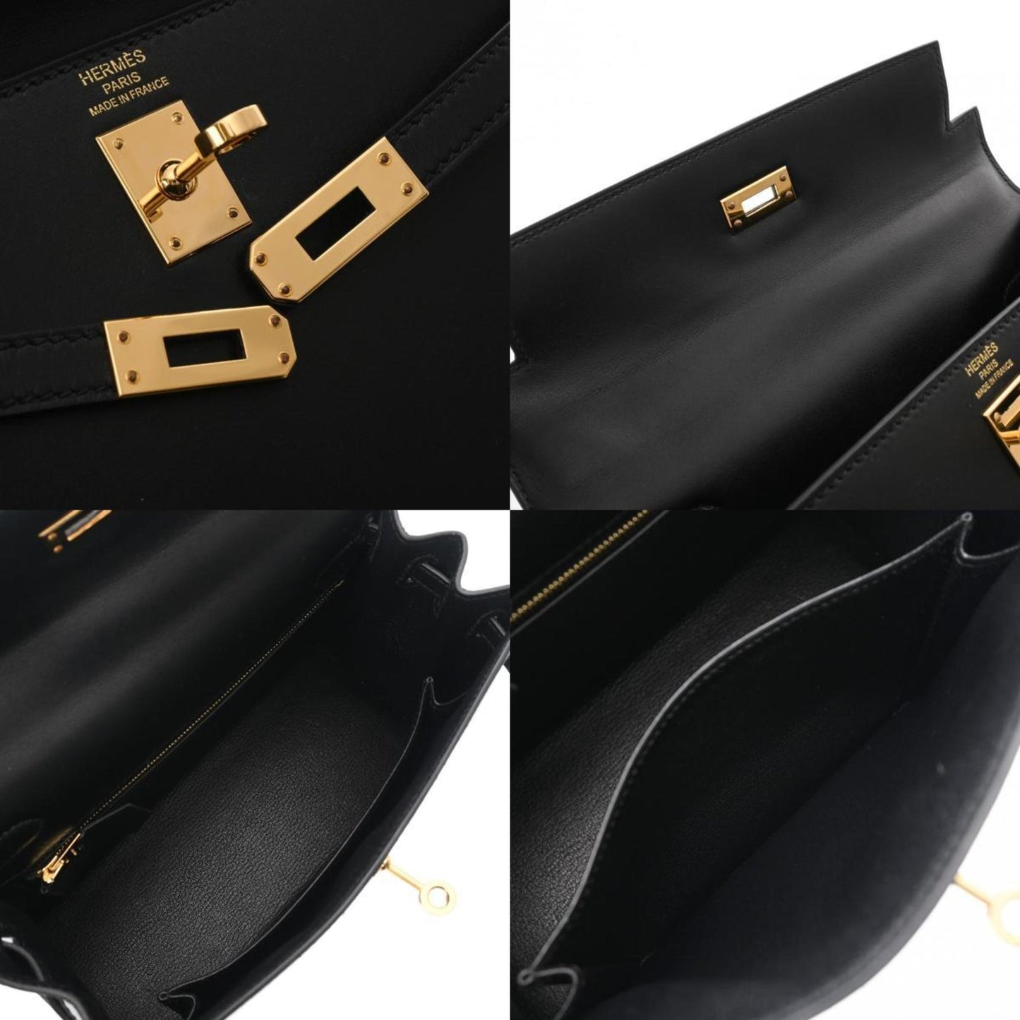 Hermes Black Tadelakt Leather Handbag