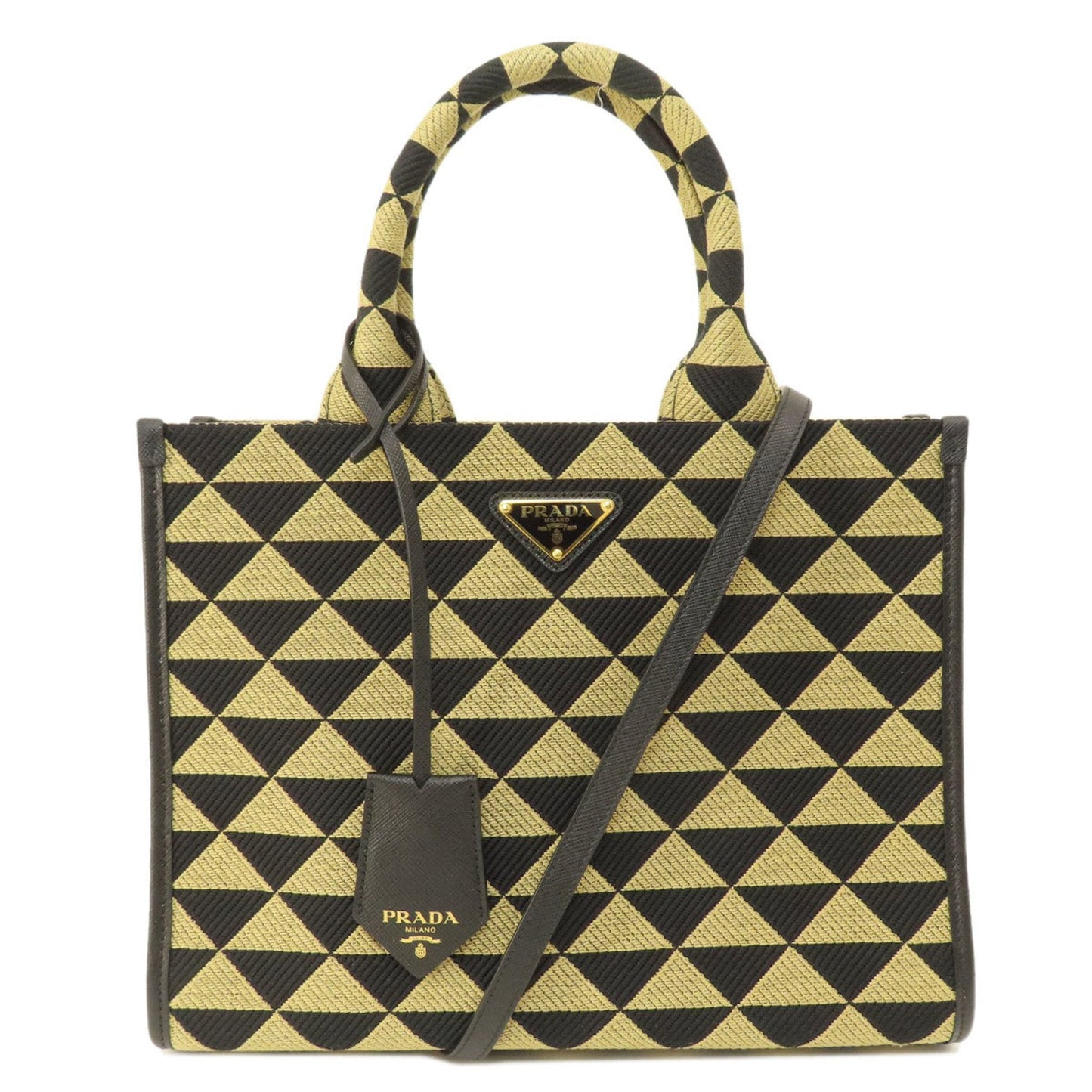 Prada Black Brown Canvas Handbag